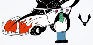 Franky and the Count (and the Monstermobile)